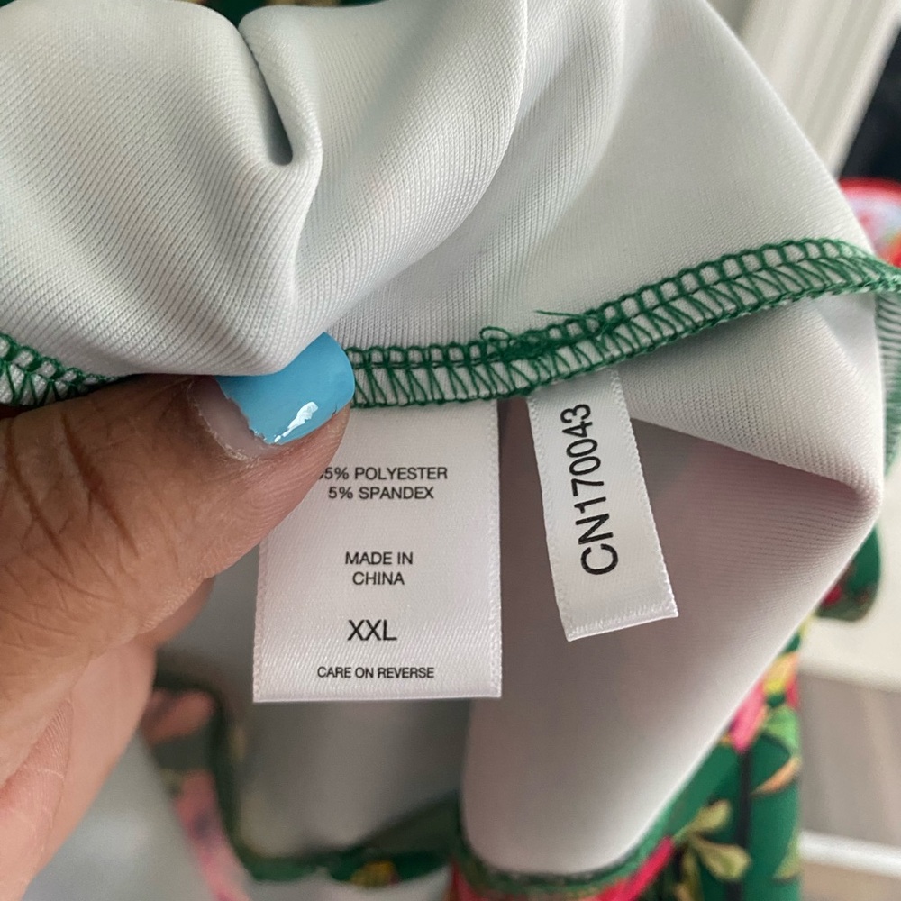 New York & Company Green Midi Dress with Floral Hem - Picture 5 of 7